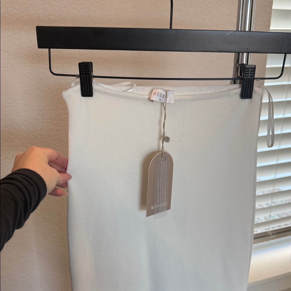 Meshki White Pencil Skirt